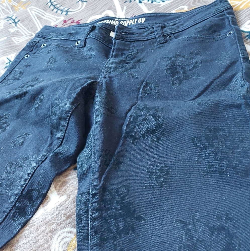 Black Floral Print Jeans Vintage
